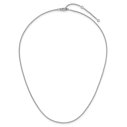 18 Inch Sterling Silver Rh Plt 1.2mm D/C Spiga 1In+1In Adjustable Chain Necklace