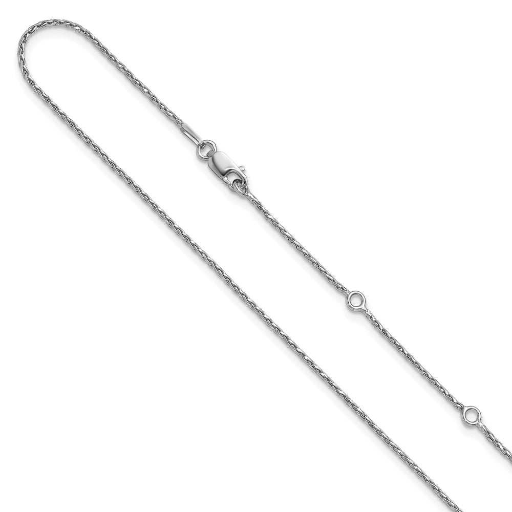 18 Inch Sterling Silver Rh Plt 1.2mm D/C Spiga 1In+1In Adjustable Chain Necklace