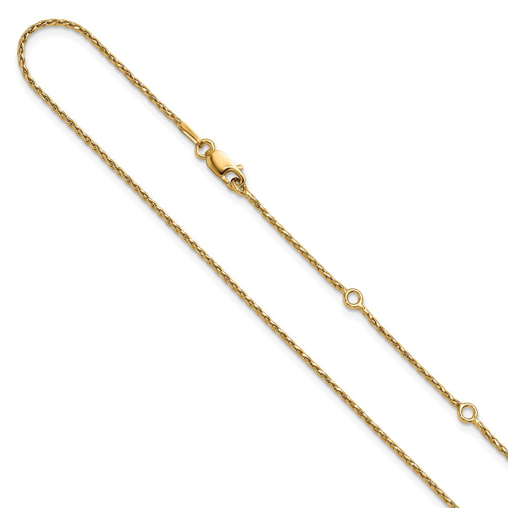 Gold Plated Sterling Silver 1.2mm D/C Spiga 1In+1In Adjustable Cha