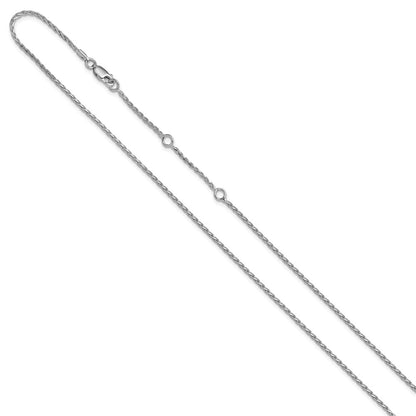 18 Inch Sterling Silver Rh Plt 1.6mm D/C Spiga 1In+1In Adjustable Chain Necklace