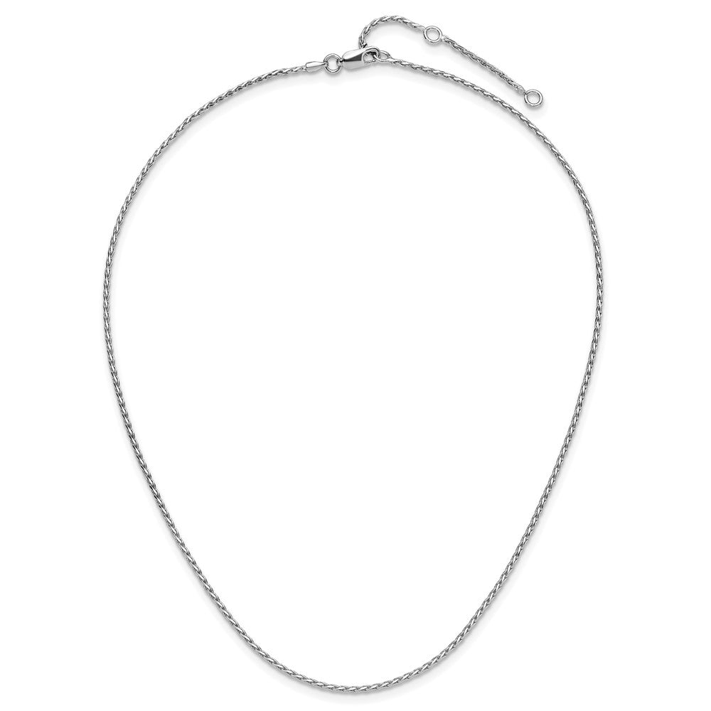 18 Inch Sterling Silver Rh Plt 1.6mm D/C Spiga 1In+1In Adjustable Chain Necklace