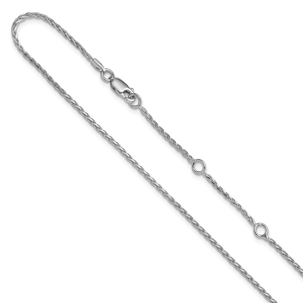 18 Inch Sterling Silver Rh Plt 1.6mm D/C Spiga 1In+1In Adjustable Chain Necklace