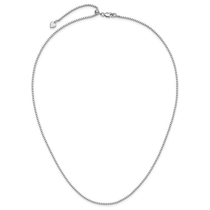 22 Inch Sterling Silver Rh Plated Adjustable 1.5mm Box Chain Necklace