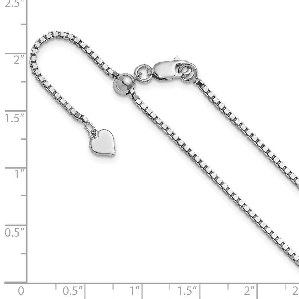 22 Inch Sterling Silver Rh Plated Adjustable 1.5mm Box Chain Necklace