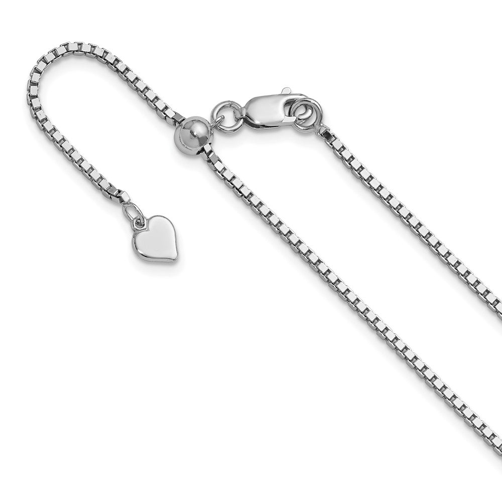 3 Inch Sterling Silver Rh Plated Adjustable 1.5mm Box Chain Necklace