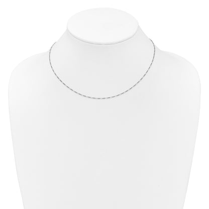 18 Inch Sterling Silver Rh Plated 1.45mm Figaro 1In+1In Adjustable Chain Necklace