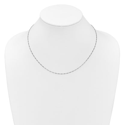 18 Inch Sterling Silver Rh Plated 1.45mm Figaro 1In+1In Adjustable Chain Necklace