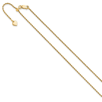 3 Inch Gold Plated Sterling Silver Adjustable 1.4mm D/C Rope Chain Necklace
