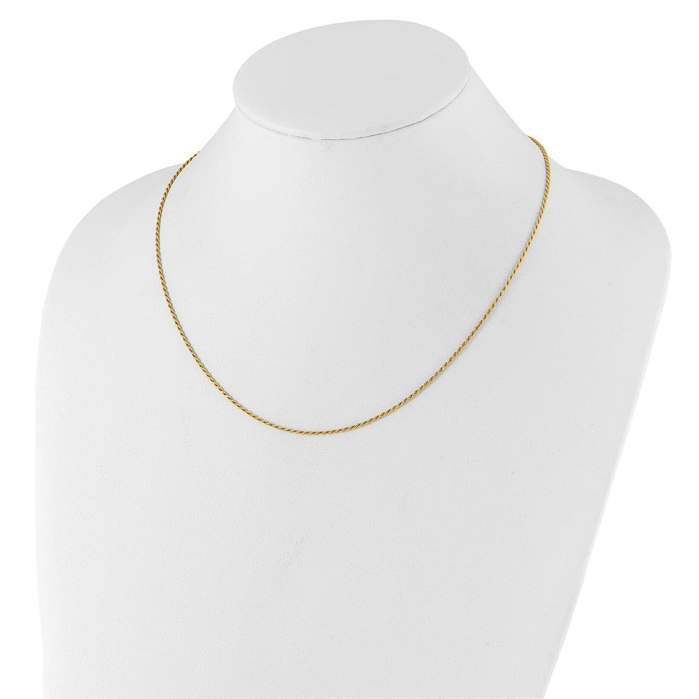 22 Inch Gold Plated Sterling Silver Adjustable 1.4mm D/C Rope Chain Necklace