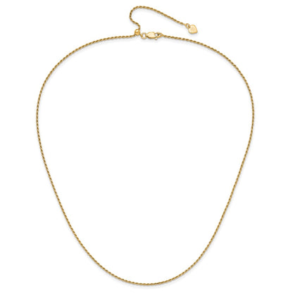 3 Inch Gold Plated Sterling Silver Adjustable 1.4mm D/C Rope Chain Necklace