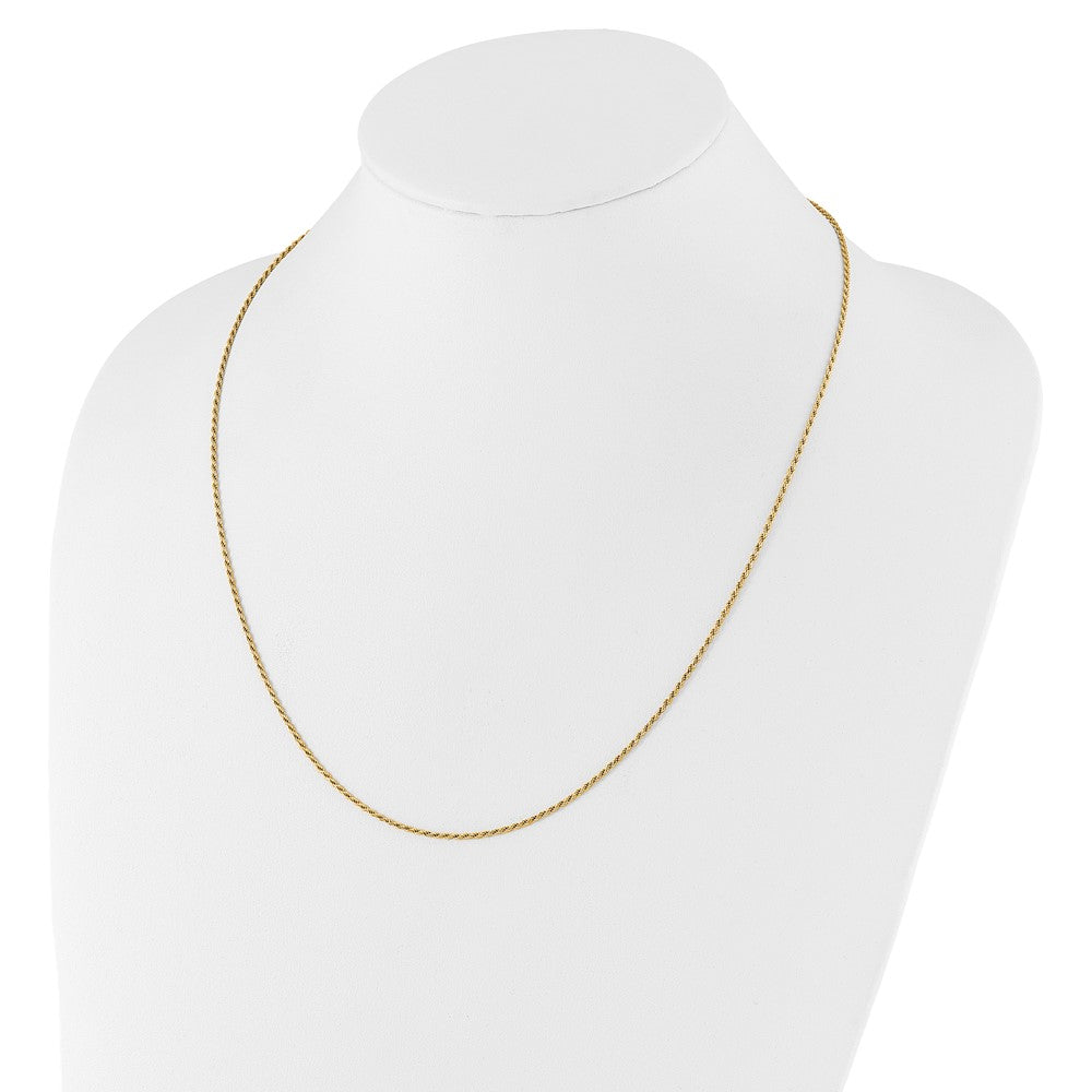 3 Inch Gold Plated Sterling Silver Adjustable 1.4mm D/C Rope Chain Necklace