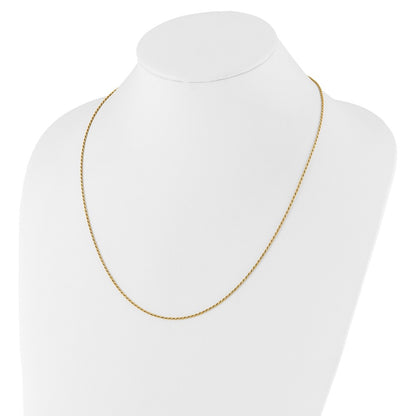 22 Inch Gold Plated Sterling Silver Adjustable 1.4mm D/C Rope Chain Necklace