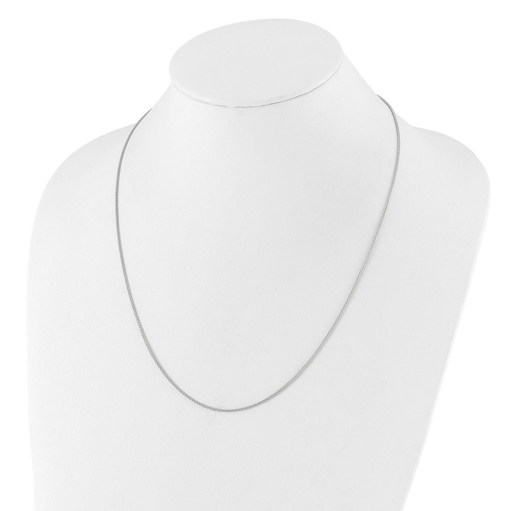 36 Inch Sterling Silver Rh Plated Adjustable 1.3mm Spiga Chain Necklace