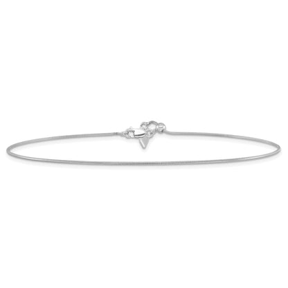 11 Inch Sterling Silver Rh-Plated Adjustable Snake Chain Anklet