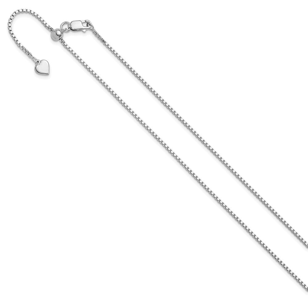36 Inch Sterling Silver Rh Plated Adjustable 1.3mm Box Chain Necklace