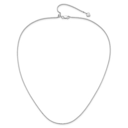36 Inch Sterling Silver Rh Plated Adjustable 1.3mm Box Chain Necklace