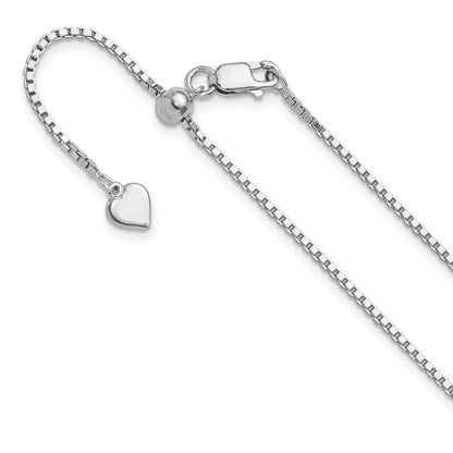 36 Inch Sterling Silver Rh Plated Adjustable 1.3mm Box Chain Necklace