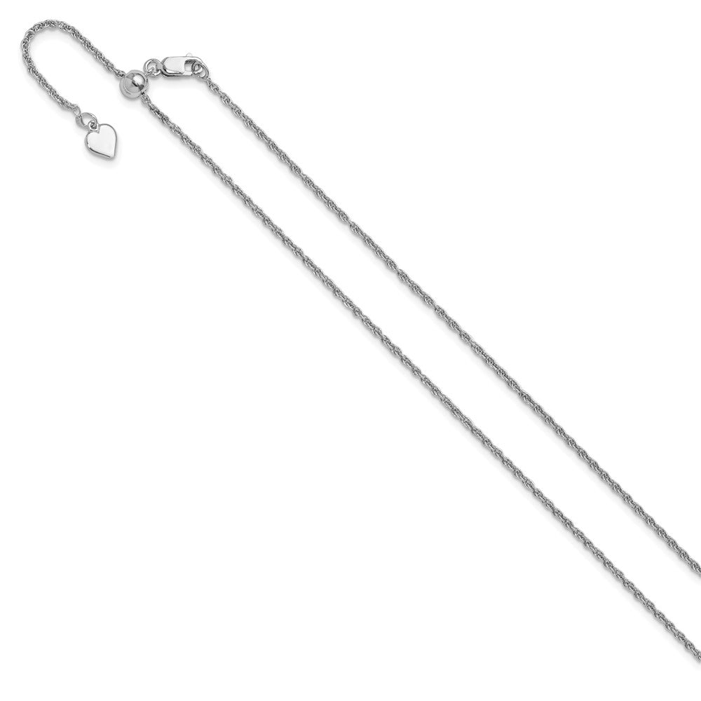 3 Inch Sterling Silver Rh Plated Adjustable 1.55mm Loose Rope Chain Necklace