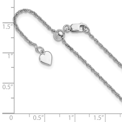 22 Inch Sterling Silver Adjustable 1.55mm Loose Rope Chain Necklace