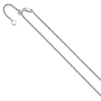 22 Inch Sterling Silver Adjustable 2mm D/C Rope Chain Necklace