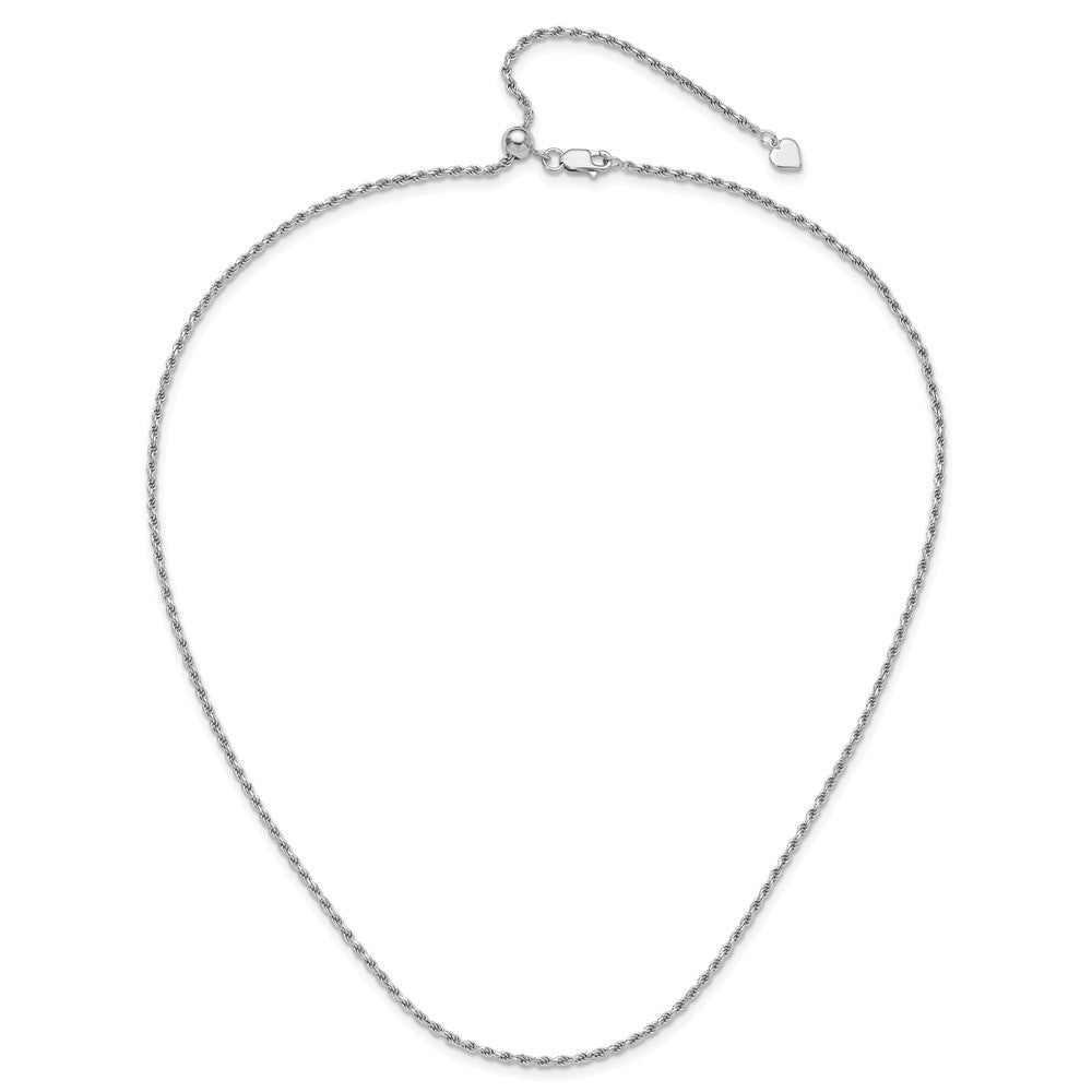 22 Inch Sterling Silver Adjustable 2mm D/C Rope Chain Necklace