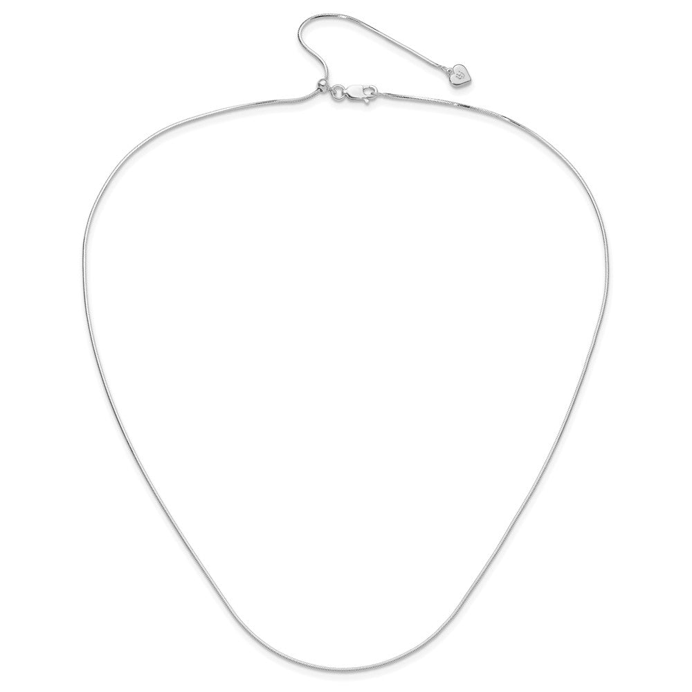 22 Inch Sterling Silver Rh Plt Adjustable 1mm D/C Square Snake Chain Necklace