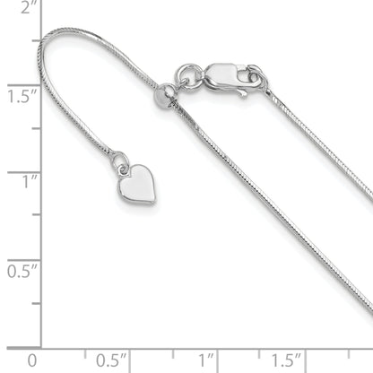 3 Inch Sterling Silver Rh Plt Adjustable 1mm D/C Square Snake Chain Necklace