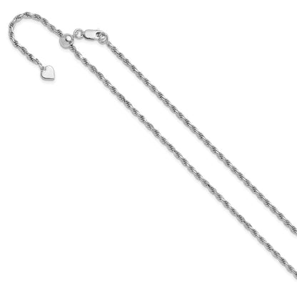 30 Inch Sterling Silver Adjustable 2.25mm D/C Rope Chain Necklace