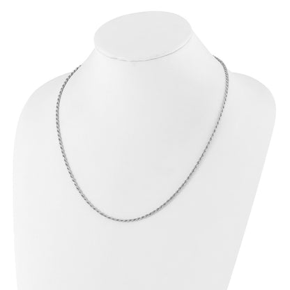 22 Inch Sterling Silver Adjustable 2.25mm D/C Rope Chain Necklace