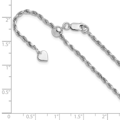 30 Inch Sterling Silver Adjustable 2.25mm D/C Rope Chain Necklace
