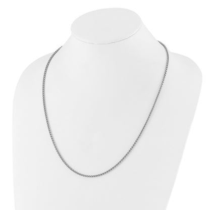 22 Inch Sterling Silver Adjustable 2.5mm Spiga Chain Necklace