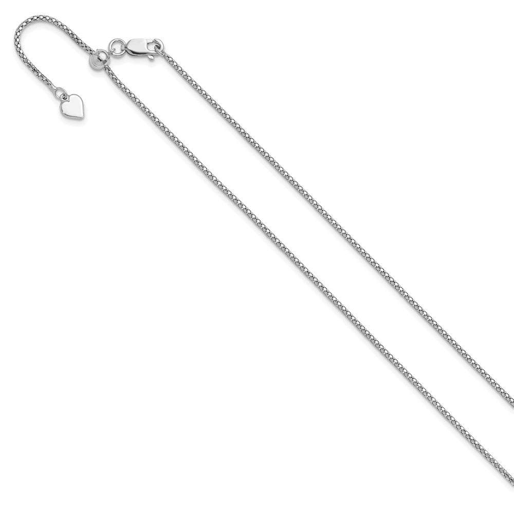 22 Inch Sterling Silver Adjustable 1.4mm Popcorn Chain Necklace