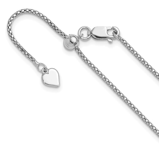 22 Inch Sterling Silver Adjustable 1.4mm Popcorn Chain Necklace