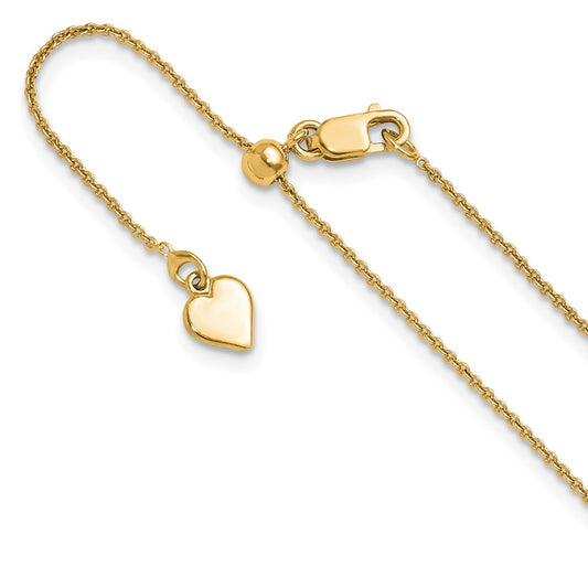 22 Inch Gold Plated Sterling Silver Adjustable .95mm Rolo Chain Necklace