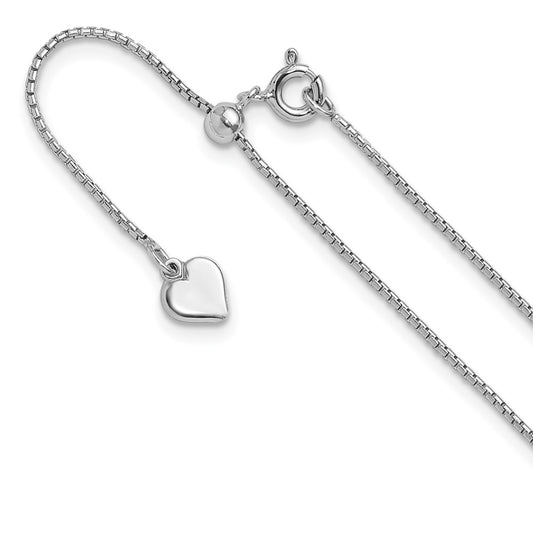 22 Inch Sterling Silver Adjustable .95mm Round Box Chain Necklace