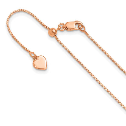 30 Inch Sterling Silver Rose Gold-Plated Adjustable .85mm Box Chain Necklace
