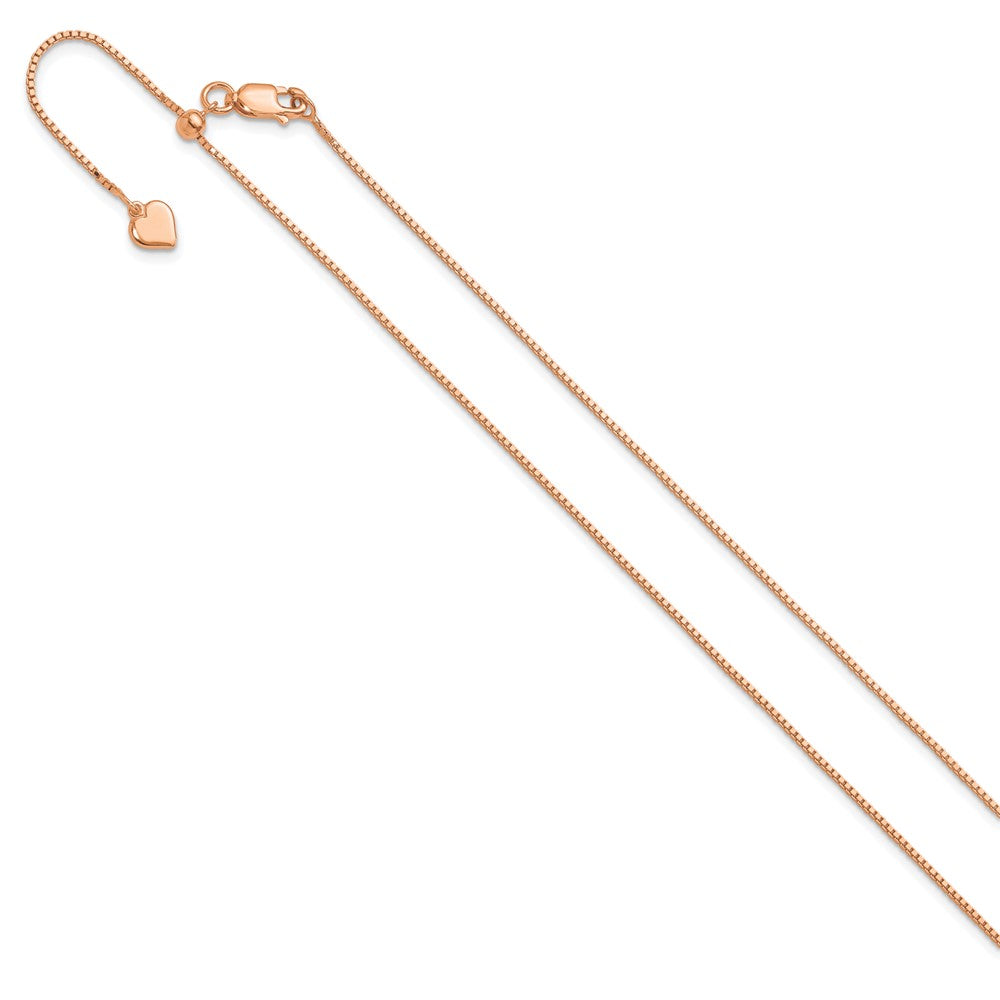22 Inch Sterling Silver Rose Gold-Plated Adjustable .95mm Box Chain Necklace