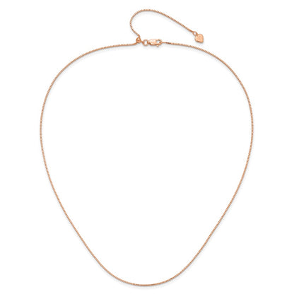 22 Inch Sterling Silver Rose Gold-Plated Adjustable .95mm Box Chain Necklace