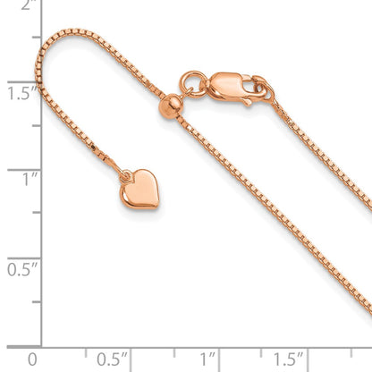 22 Inch Sterling Silver Rose Gold-Plated Adjustable .95mm Box Chain Necklace