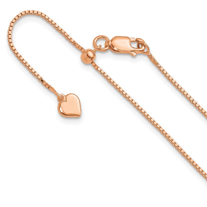 22 Inch Sterling Silver Rose Gold-Plated Adjustable .95mm Box Chain Necklace