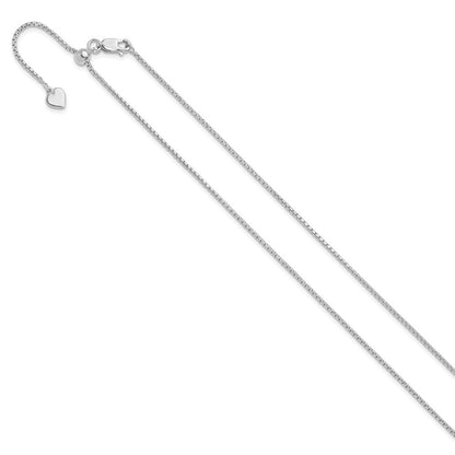 22 Inch Sterling Silver Adjustable 1.25mm Round Box Chain Necklace