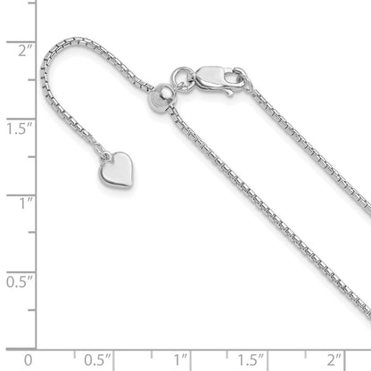 22 Inch Sterling Silver Adjustable 1.25mm Round Box Chain Necklace