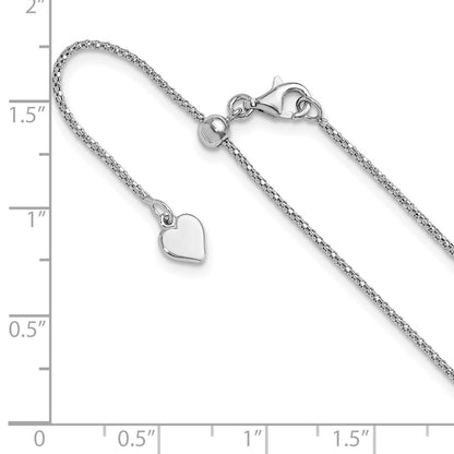 22 Inch Sterling Silver Adjustable 1.2mm Popcorn Chain Necklace