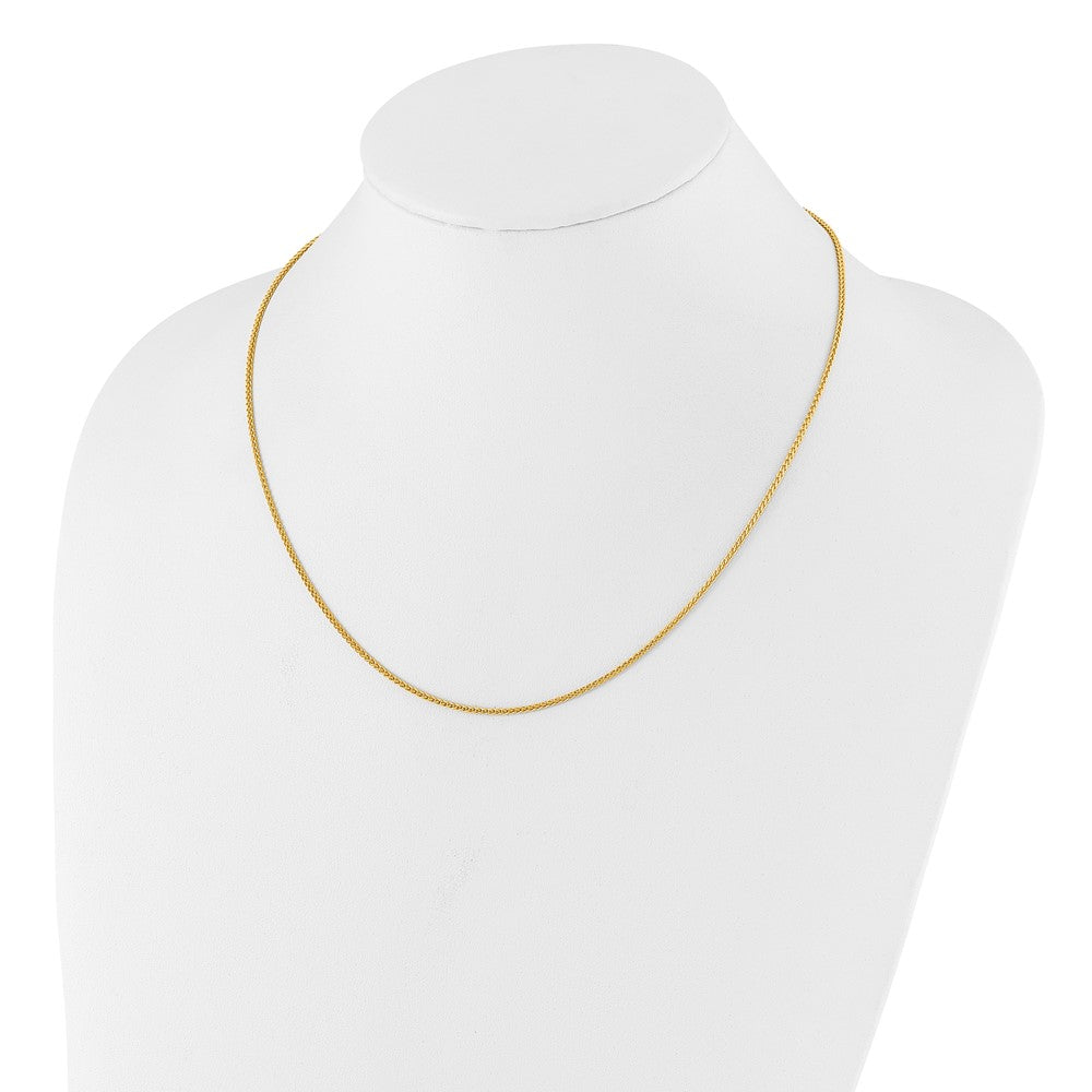 30 Inch Sterling Silver Gold-Plated Adjustable 1.5mm Spiga Chain Necklace