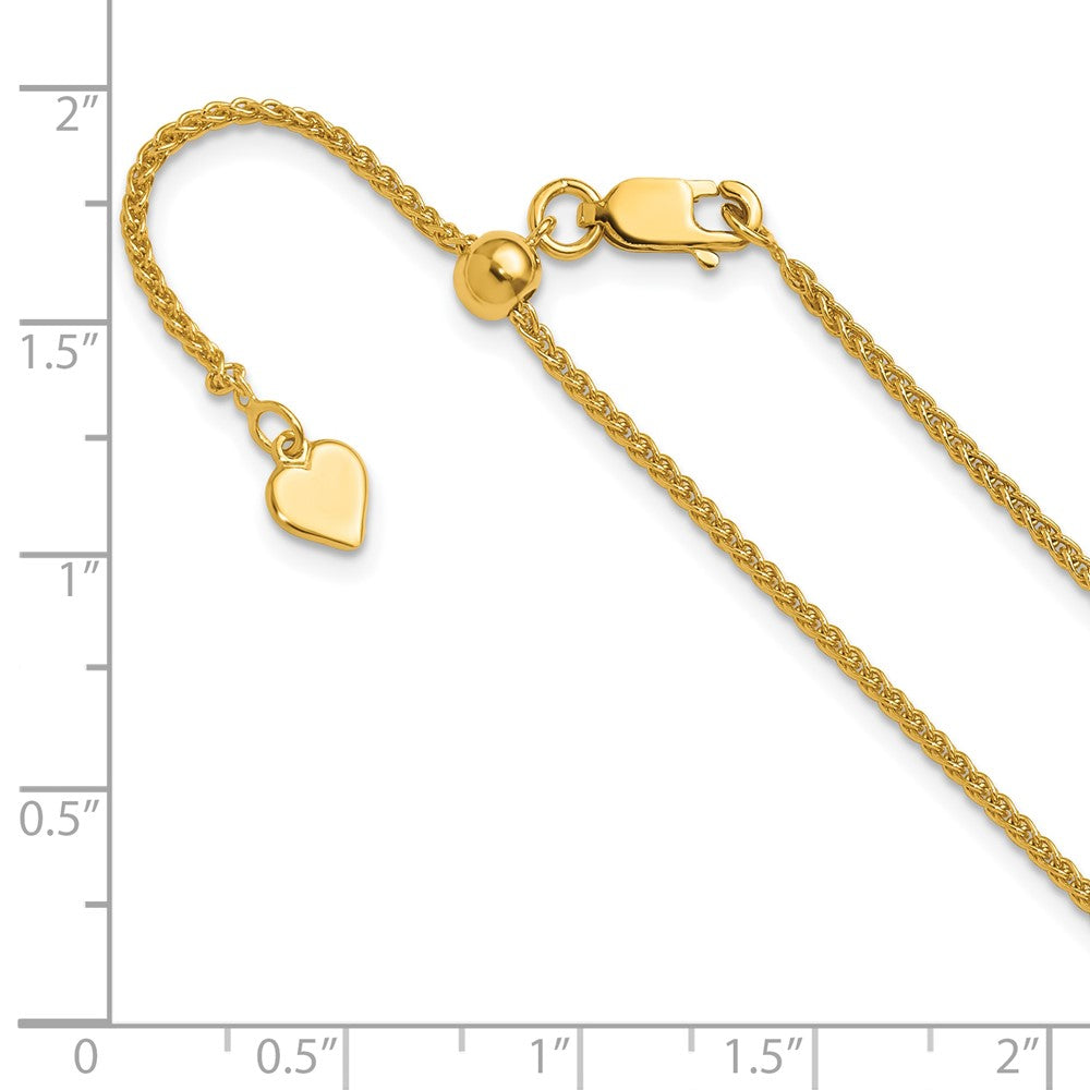 30 Inch Sterling Silver Gold-Plated Adjustable 1.5mm Spiga Chain Necklace