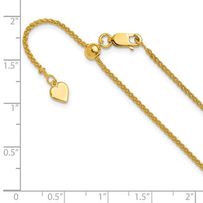 22 Inch Sterling Silver Gold-Plated Adjustable 1.5mm Spiga Chain Necklace