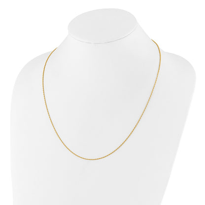 22 Inch Sterling Silver Gold-Plated Adjustable 1.2mm D/C Rope Chain Necklace