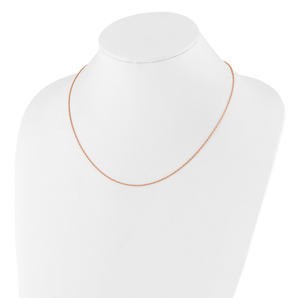 22 Inch Sterling Silver Rose Gold-Plated Adjustable 1.2mm D/C Rope Chain Necklace