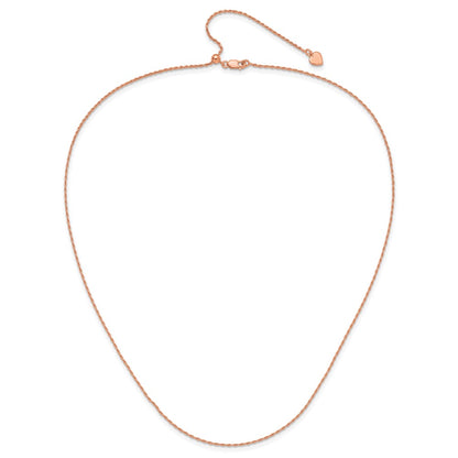 30 Inch Sterling Silver Rose Gold-Plated Adjustable 1.2mm D/C Rope Chain Necklace