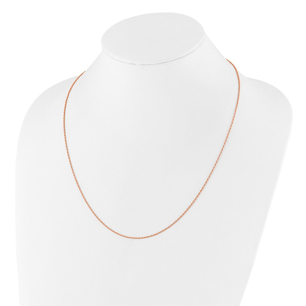 30 Inch Sterling Silver Rose Gold-Plated Adjustable 1.2mm D/C Rope Chain Necklace